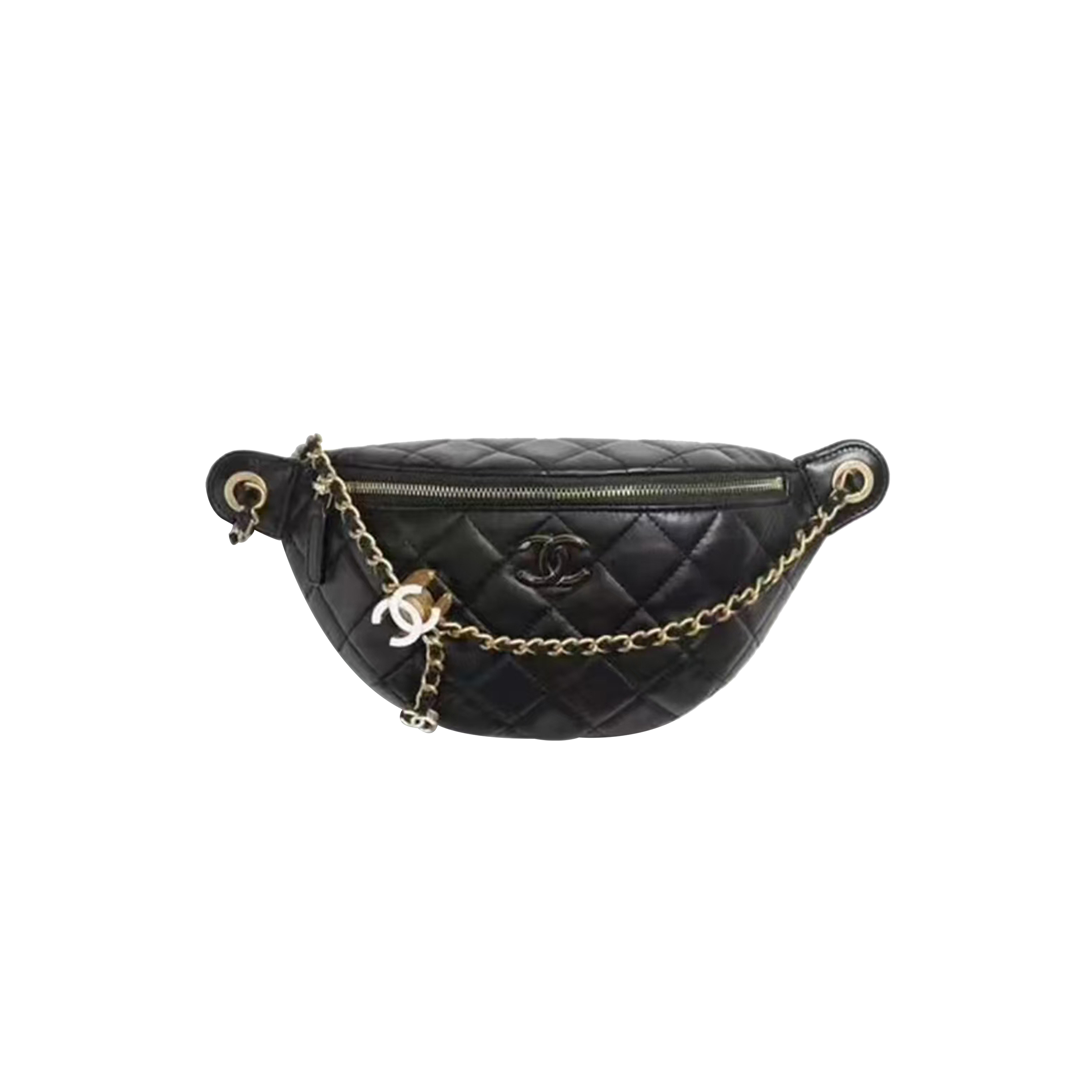 Ch*el 24a brand logo quilted leather crossbody shoulder bag black ap4113 (28*12*6cm)